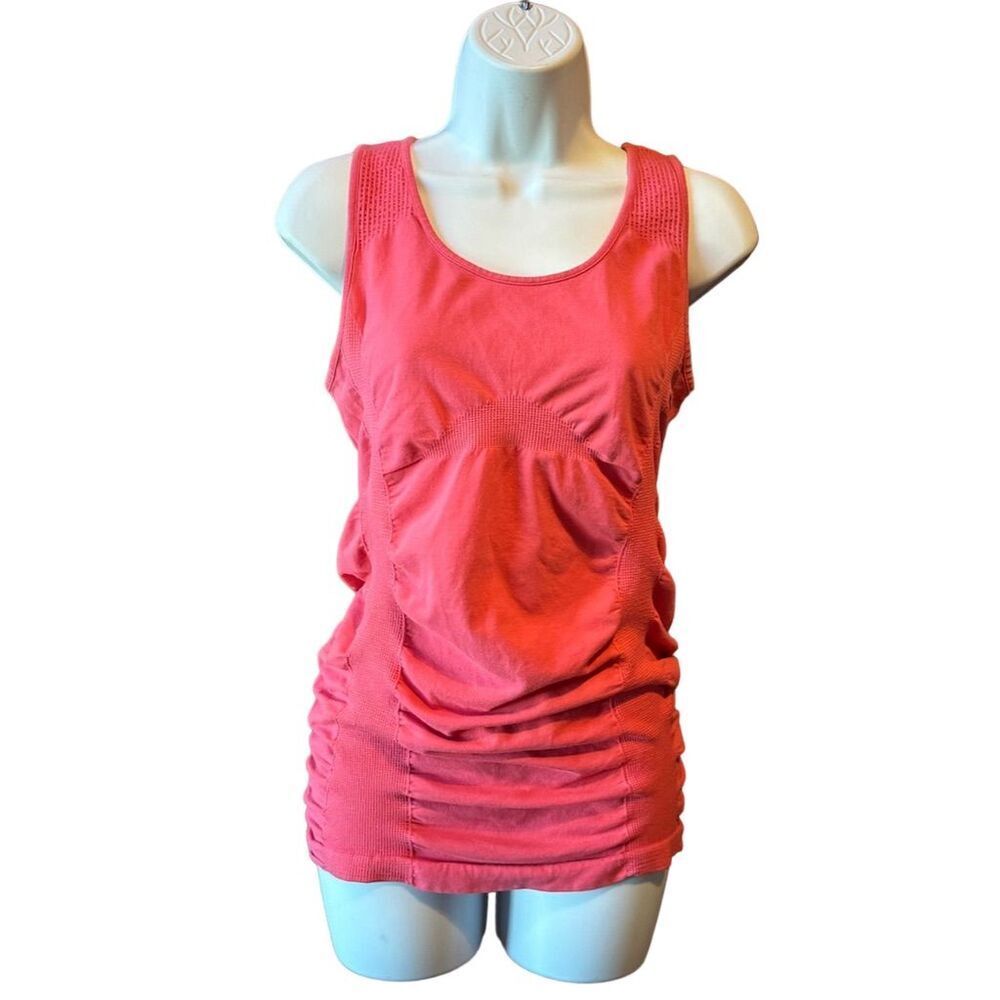 Athleta Women's Ruched Tank Top Salmon Size M Breathable Stretchy